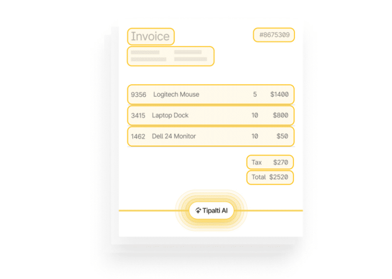 A screenshot of Tipalti AI data capture smart scan.