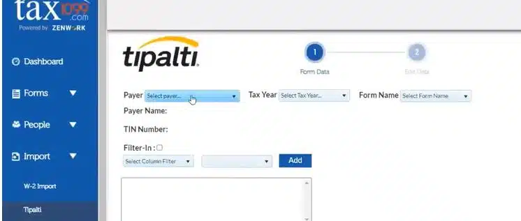 A screen shot of the taxita website where users file 1099 online.