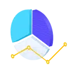A blue and yellow pie chart showcasing data of Capterra's Procurement Management Software on a white background.