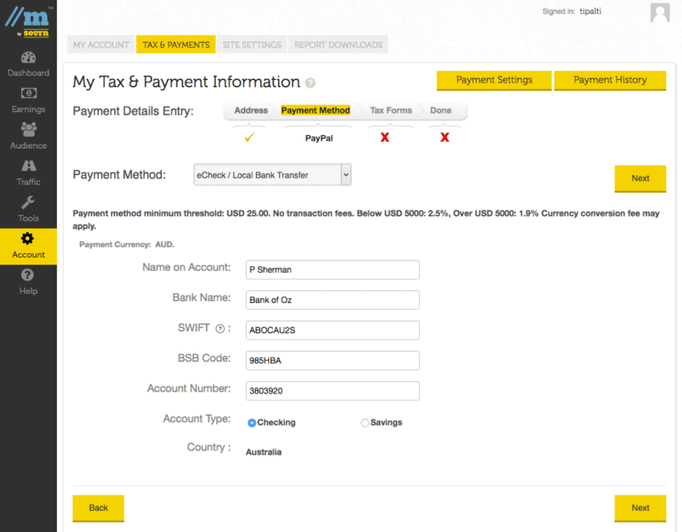 A screen shot of the Supplier Management System's taxi payment information page.