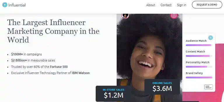 The homepage of the largest influencer marketing company in the world, specializing in accounts payable.