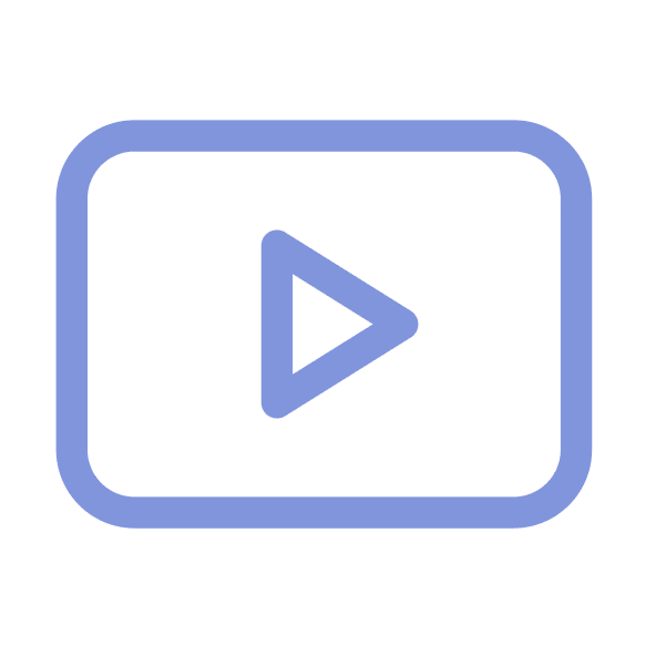 A video player icon on a black background.