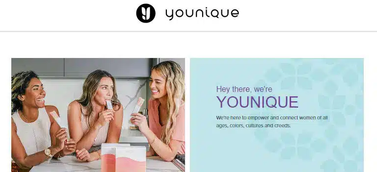         Description: Yuniqe's website is shown with two women sitting in front of a table, overseeing accounts payable.
