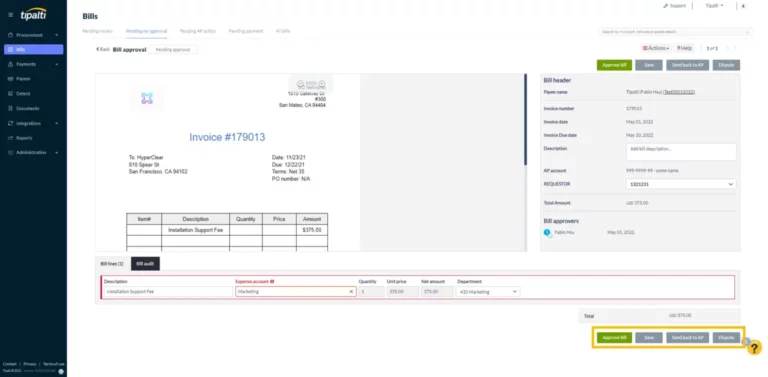 A screenshot of the invoice creation screen in the invoice-based workflow.