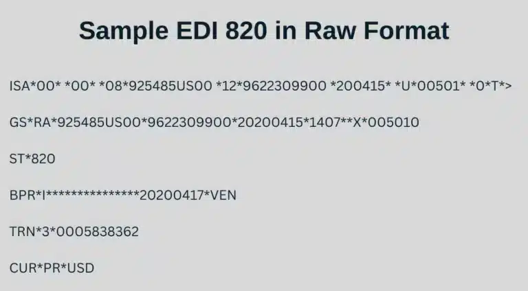 Sample edi 820 in raw format.