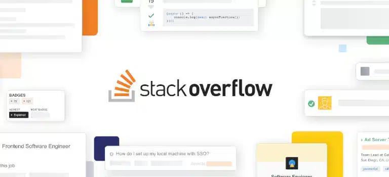 The stack overflow logo is shown on a white background.