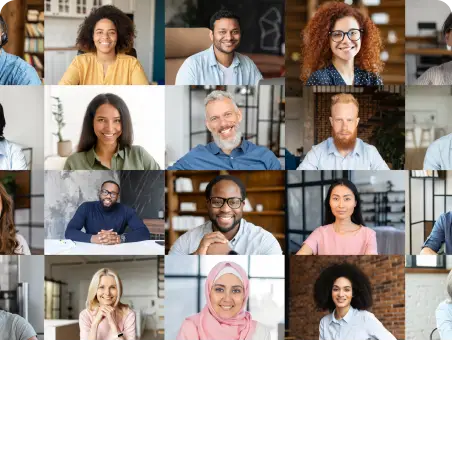 A collage of people with diverse facial expressions showcasing their career update.