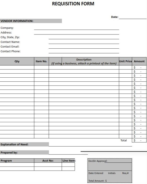 sample purchase requisition form template
