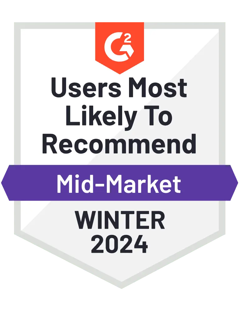 Users most likely to recommend mid-market winter 2022.