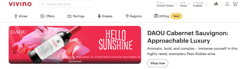 Digital advertisement banners of daou cabernet sauvignon wine with a tagline