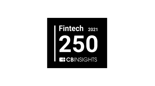 Black square with white text displaying "Fintech 250 2021" above the CB Insights logo.