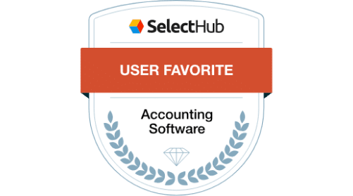 Badge with "SelectHub" logo at the top, "User Favorite" on a red banner, and "Accounting Software" with a diamond icon below.