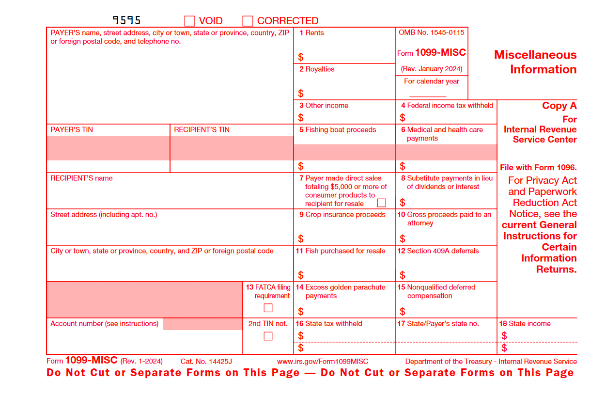 A screenshot of IRS Form 1099-MISC