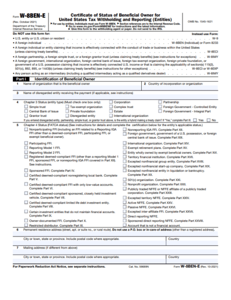 How to Complete Form W-8BEN-E for FATCA Compliance
