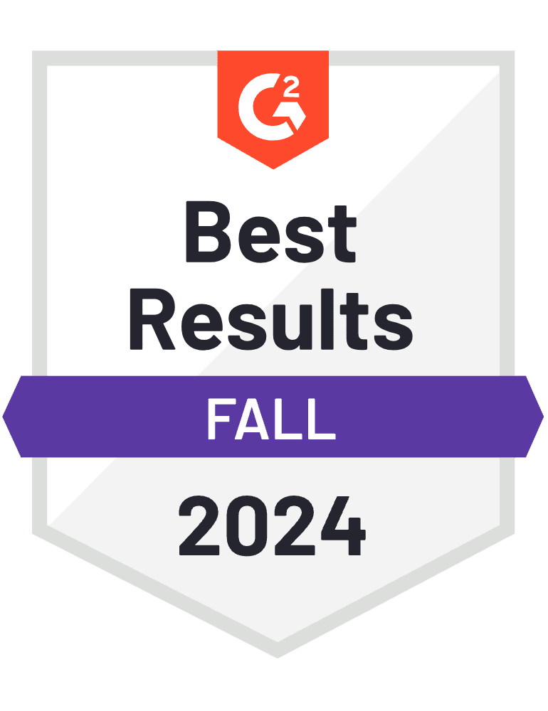 G2 Best Results badge for Fall 2024.