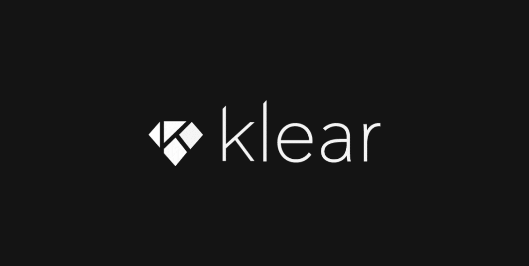 Logo of "klear" featuring a stylized diamond design next to the text "klear" on a black background, symbolizing synergy and seamless integrations.