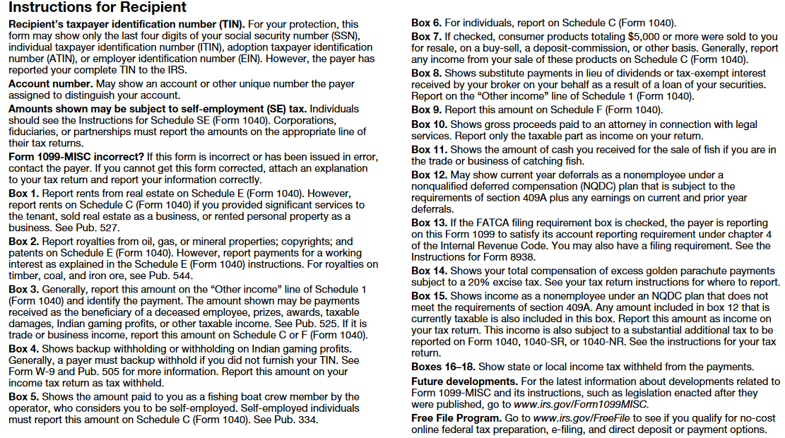 Instructions for filling out tax-related forms, including the handling of taxpayer identification numbers (TIN), align with 1099 rules. This guide details various boxes and specific scenarios, such as nonemployee compensation and Form 1040.