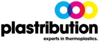 Plastribution logo with three overlapping colored circles above the company name and the tagline "experts in thermoplastics" below.