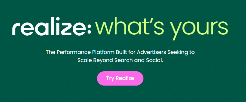 A screenshot of Realize by Taboola web page, a performance advertising platform