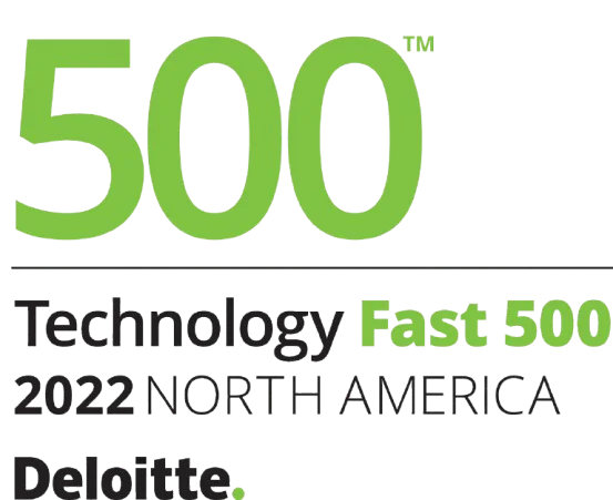 Deloitte Technology Fast 500 2022 North America logo, featuring large green "500" text and company branding.