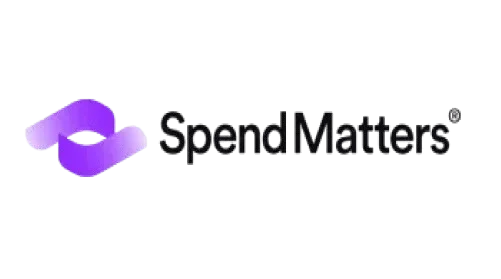 Spend Matters logo featuring two overlapping purple shapes to the left of the text "Spend Matters" in a modern black font.
