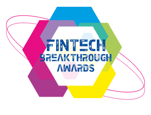 Logo for the FinTech Breakthrough Awards featuring colorful overlapping hexagons and the award name in bold blue text at the center.